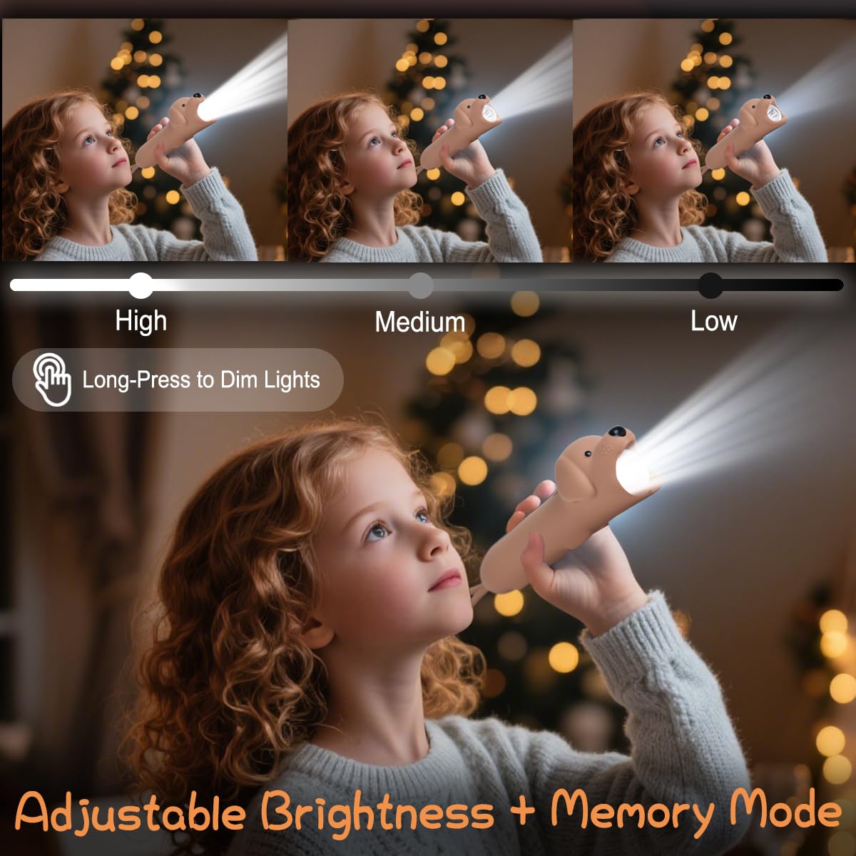 LEDHOLYT Kids Flashlight - Cute Silicone Dolphin Toy Light With Adjustable