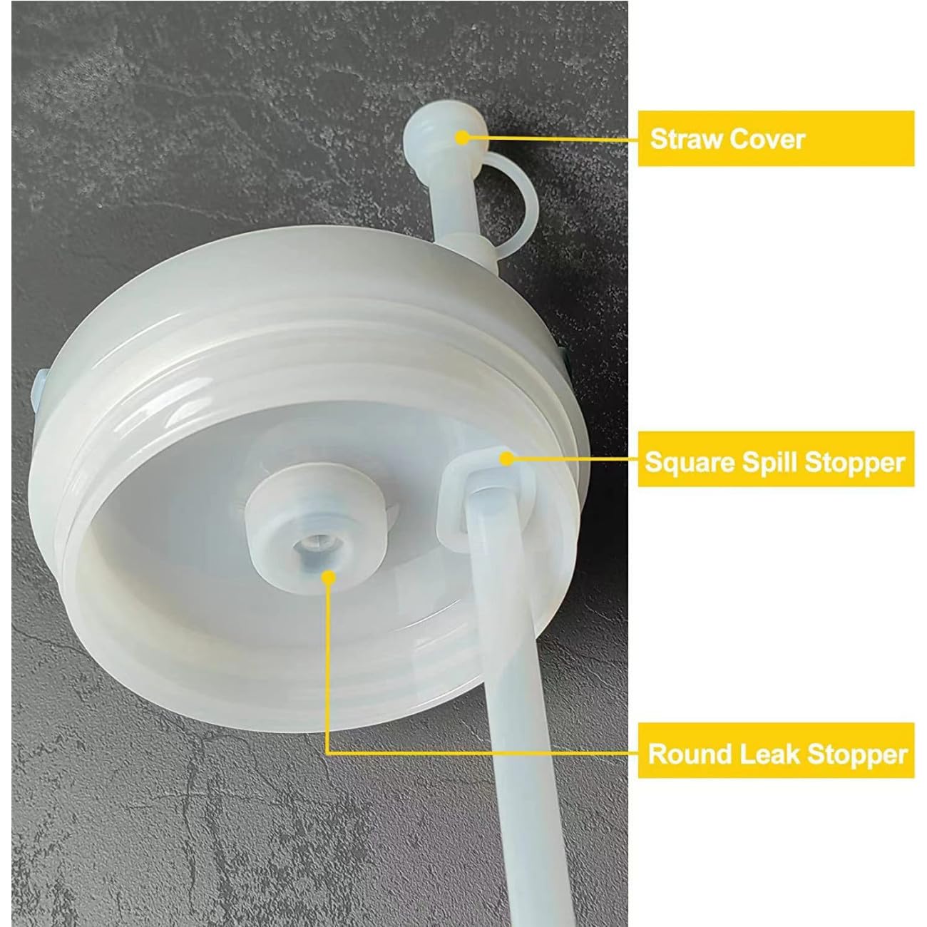 Silicone Tappo Fuoriuscita, 6 Tappi in Silicone a Prova di Fuoriuscite 40oz/30oz Riutilizzabili Trasparenti con Punta di Paglia per Accessori StanleyCups