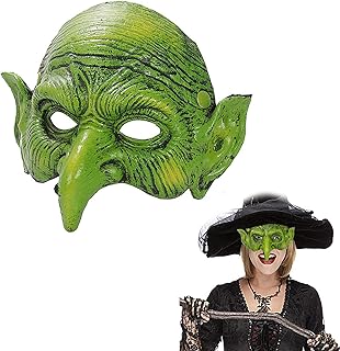 Halloween Witch Mask Green Masquerade Scary Goblin Half Face Masks for Halloween Carnival Party Cosplay Costume