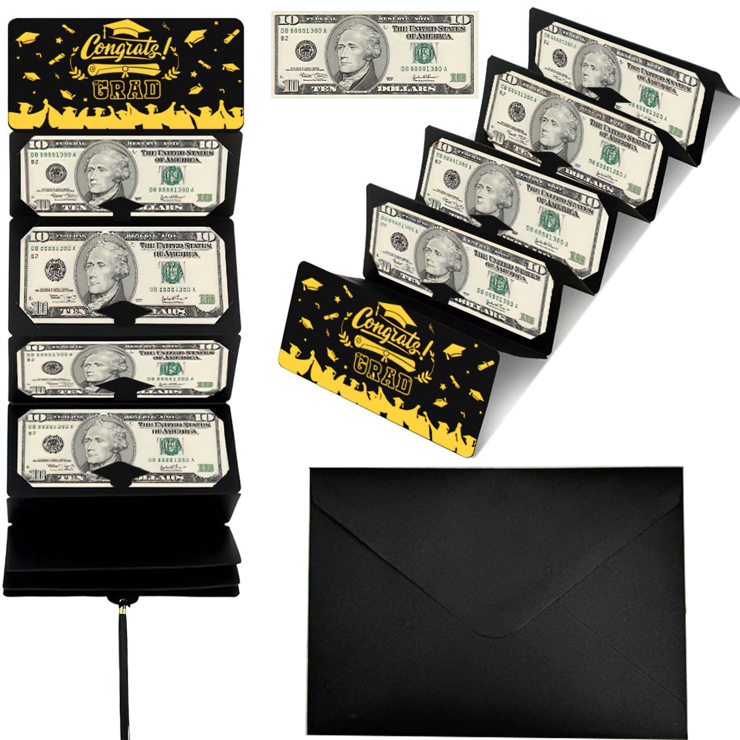Photo 1 of 2026 Graduation Money Cards with Envelope,Graduation Gift Party Cash Card Holder for College and High School Graduation Party Supplies, Black and Gold