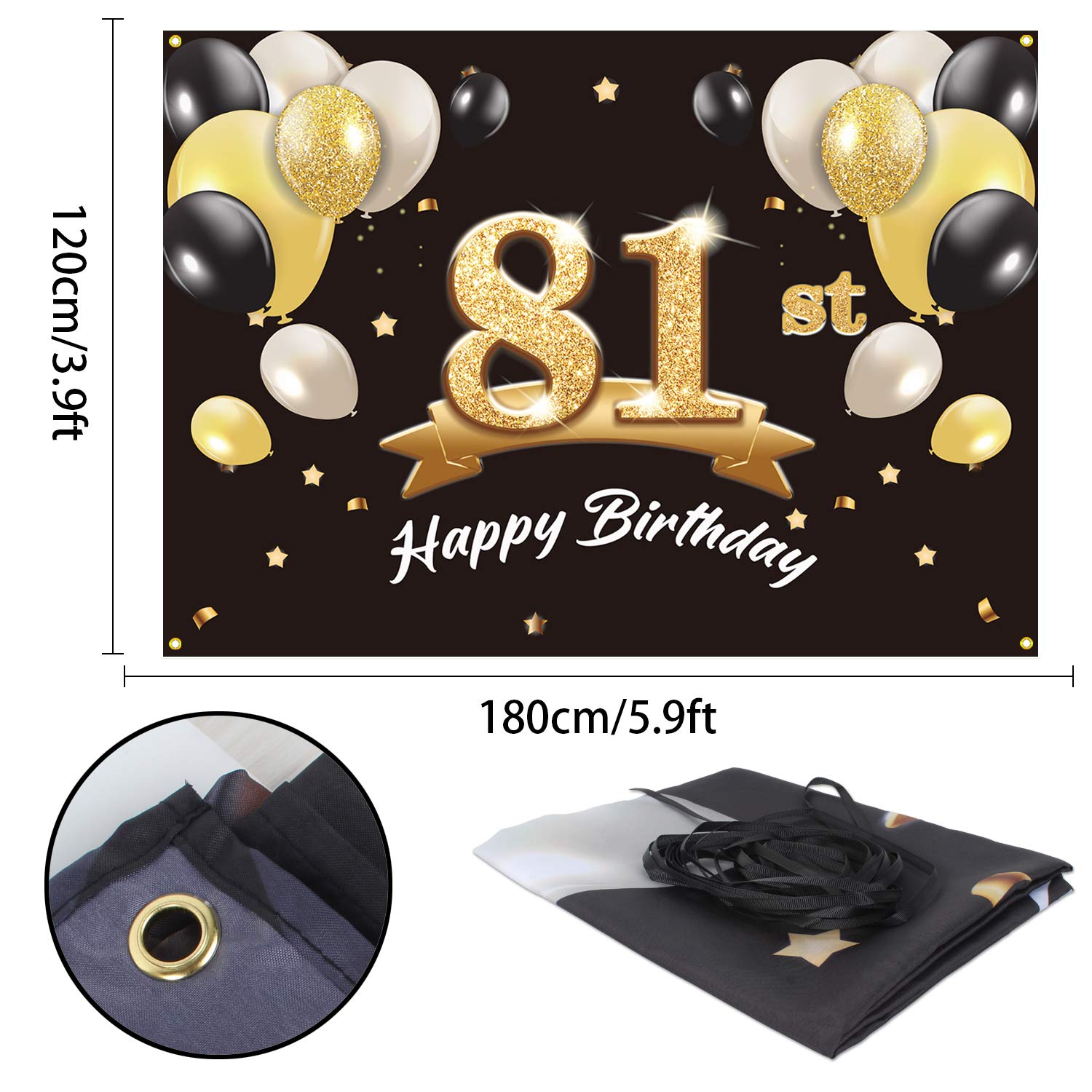 "Happy 81st Birthday" Purple Door Banner - 70 Inch Tall Party Backdrop Decor