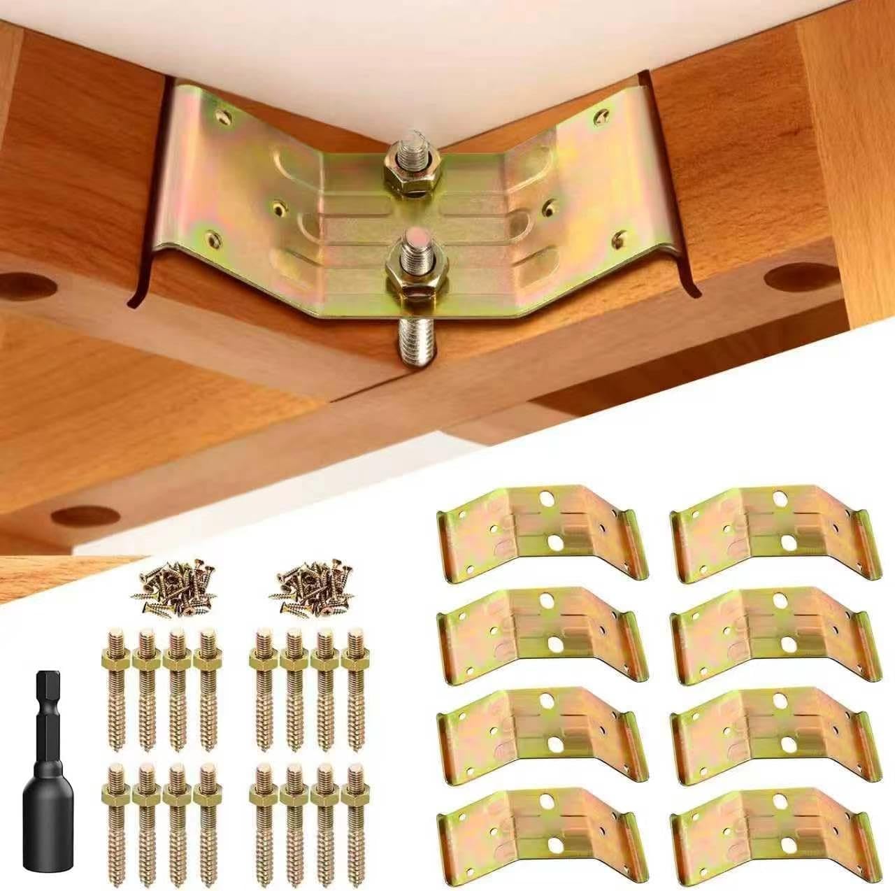 Table Leg Corner Bracket,Self Bracket Includes 90 Degree I Bracket to Provide Strong Support for Furniture Legs and Table Skirts, Used to Strengthen Rickety Bench Legs (8pcs-Hanger Bolt)