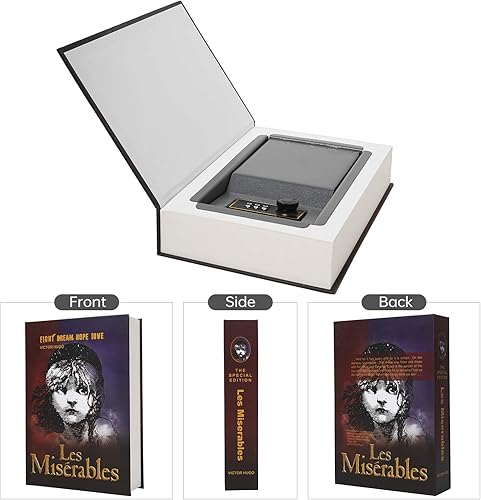 Miniatura 3 de Libro de transferencia de papel real seguro para joyas, dinero y efectivo, hueco con compartimento oculto, llave y cerradura con combinación