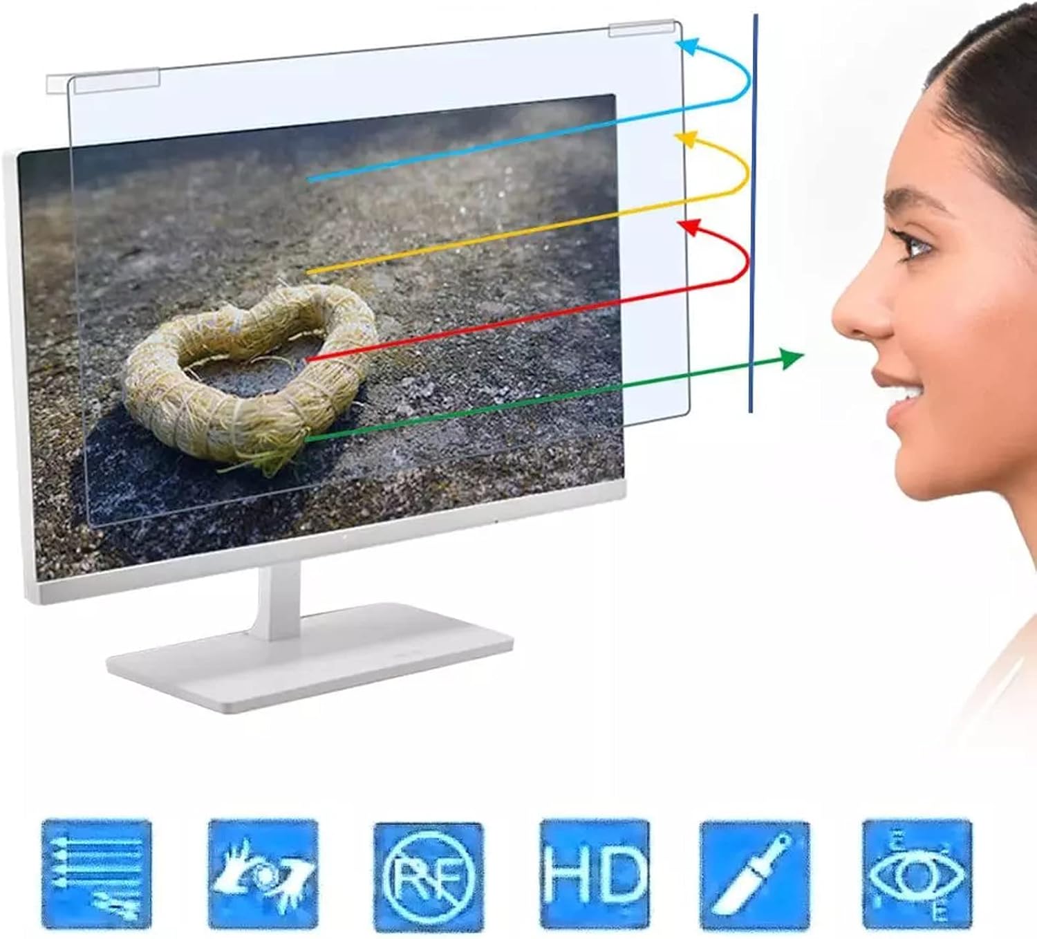 WLWLEO Blue Light Blocking Screen Protector for 32 Inch Desktop Computer TV Monitor Universal Removable Computer Protector Panel Anti Blue Light Filter, Relieve Eye Fatigue, Protect Eyesight