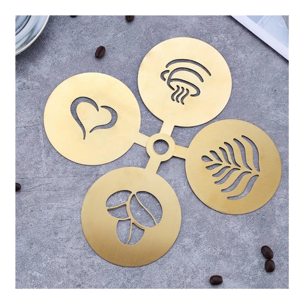 Plantillas de acero para decoración de café, café con leche, capuchino, para decoración de tartas, galletas, pintura en aerosol, molde para hornear para plantilla de barista (negro)