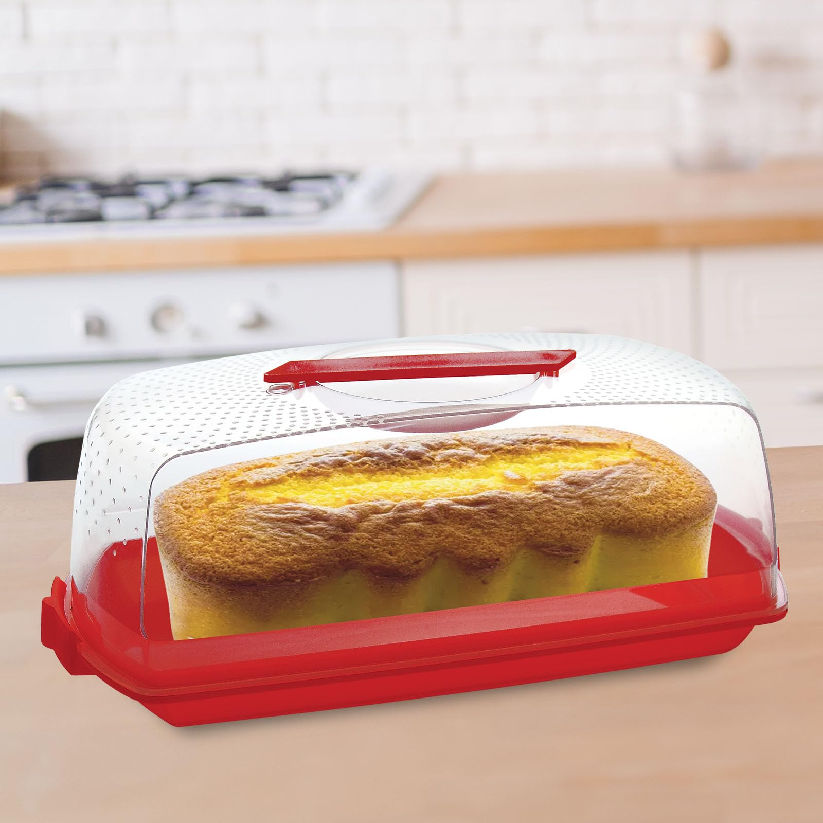 Cosmoplast Porta Dolci, Porta Torte, Plumcake, Brioches. Salvaspazio. Con inserto rimovibile per Muffin. Da Trasporto. 100% Made in Italy
