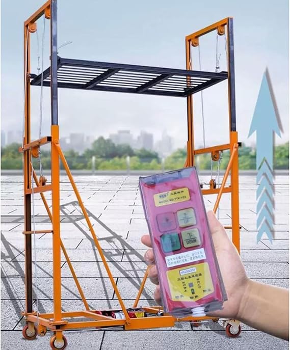 Electric Folding Scaffolding, Automatic Thickened Steel Lift with Remote Control, 1100lbs Load Capacity, Max Raise Height 2-5M Electric Scaffold, for Factories, Construction Sites