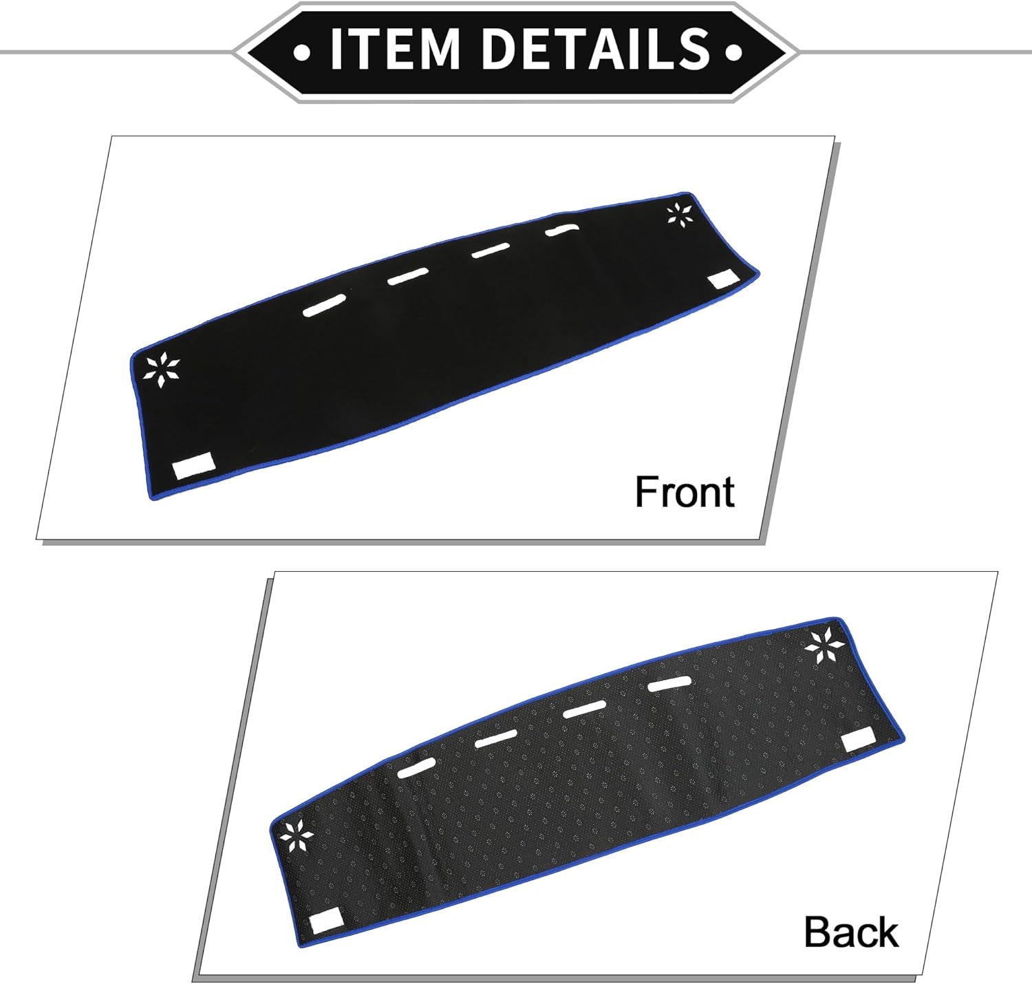 ダッシュカバー Toyota Passo 2015-2018対応 ノンスリップポリエステル ブラック ブルー センターコンソールダッ