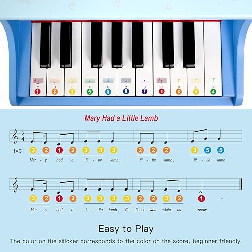 Miniatura 10 de MUSICUBE Piano de cola para niños de 18 teclas para niños de 3 a 7 años de edad, principiantes, niñas, niños, primer mini piano, juguetes educativos