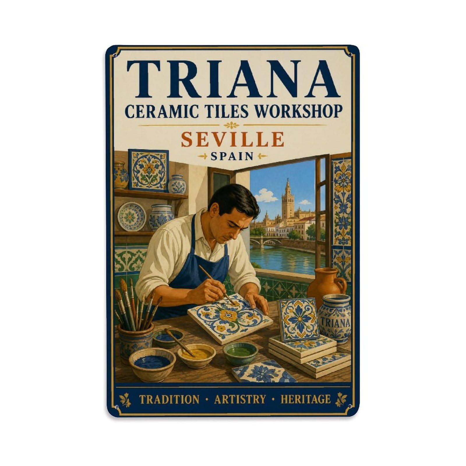 Metal Tin Sign Triana Vintage Travel Spain