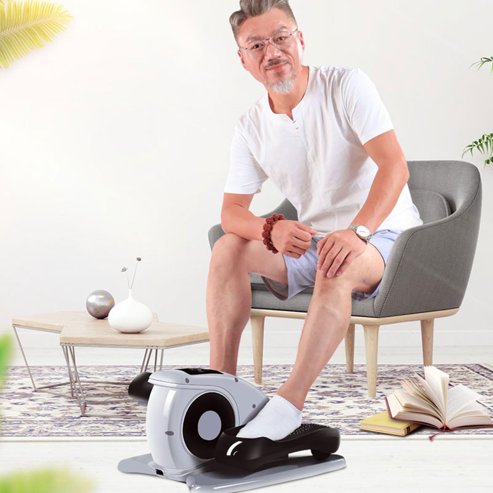 Mini Cyclette Macchina elettrica for la riabilitazione, macchina ellittica sotto la scrivania for ufficio domestico, mini ellittica in piedi seduto for allenamento di mani e gambe, con display LCD e t