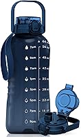 Vista 1 de AQUAFIT 64 oz Water Bottle with Time Marker - 2in1 Straw & Chug Lid - BPA Free Big Water Bottle with Straw - Gym Water Bottle with Strap - Water Jug