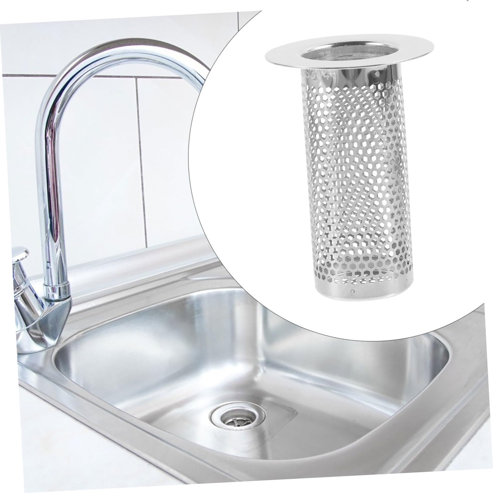 HOMSFOU 5piezas Colador De Drenaje De Acero Inoxidable para Fregadero De Cocina Filtro De Pelo y Suciedad Antibloqueo y Fácil De Limpiar Compatible Desagües