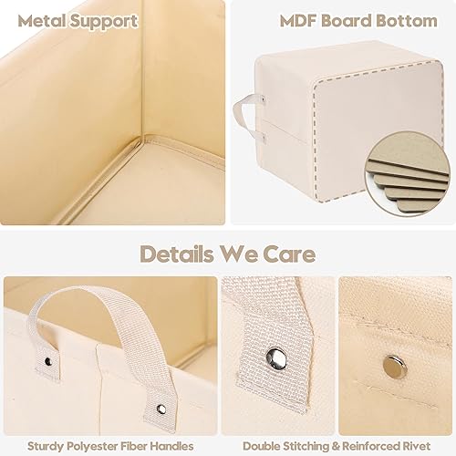 Miniatura 2 de Hinwo Paquete de 2 contenedores grandes de lona para estantes con marco de metal, cestas de almacenamiento rectangulares, organizadores de armario,