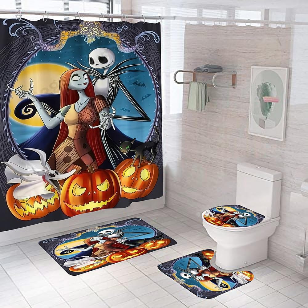 DDQTOUCH 4 PCS Nightmare Before Christmas Bathroom Sets