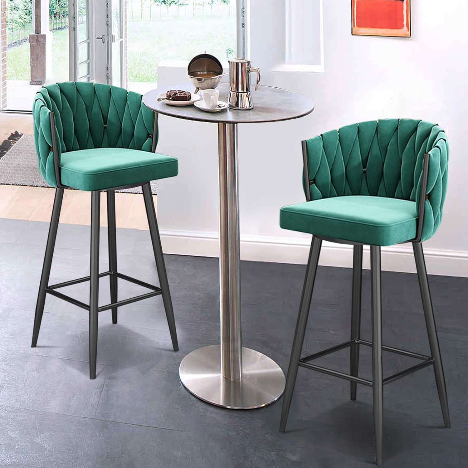 360°回転バースツール 1脚セット、カウンター高さのスツール