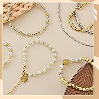 Vista 4 de 300 cuentas espaciadoras rellenas de oro para joyas, 0.157 in, plata, redondas, latón, cuentas para manualidades