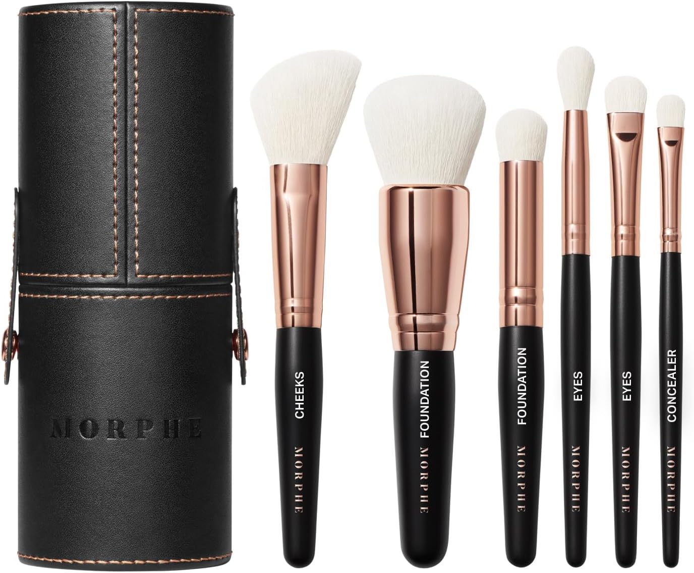 Rose Away Makeup Brushes - 6 Piece Make Up Brush Set of Eye and Face Brushes - Made with Synthetic Bristles and Includes Makeup Brush Case (6 Count)
