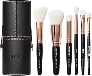 MORPHE Rose Away Makeup Brushes - 6 Piece Make Up Brush Set of Eye and Face Brushes - Made with Synthetic Bristles and Includes Makeup Brush Case (6 Count)
