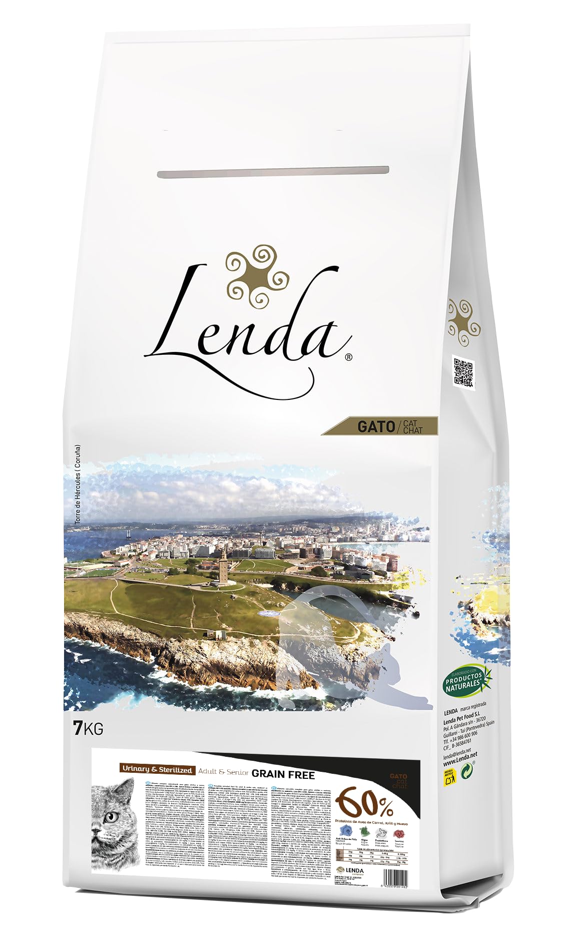 Lenda Gato Senior Urinary & Sterilized 7Kg - Pienso para Gatos Mayores con Problemas Urinarios | Comida para Gatos Senior Esterilizados | Pienso Gatos con Sobrepeso | Natural y SIN Cereales