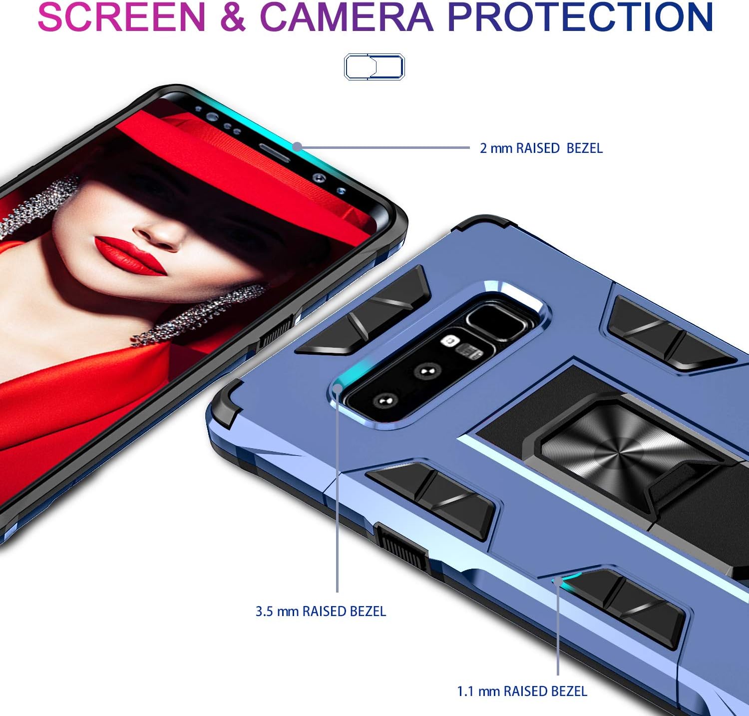 LeYi Compatible with Samsung Note 8 Case, Galaxy Note 8 Case, Military-Grade Shockproof Built-in Kickstand Magnetic Car Mount Protective Phone Cover Case for Samsung Galaxy Note 8, Blue