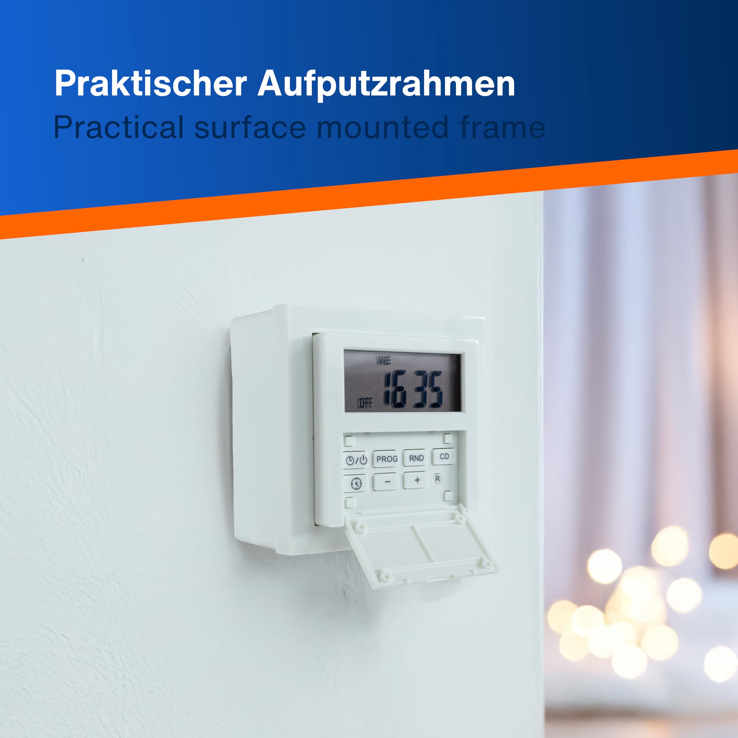 REV Zeitschaltuhr digital - Unterputz Wochenzeitschaltuhr für den Innenbereich mit Aus-/Wechselschalter, weiß