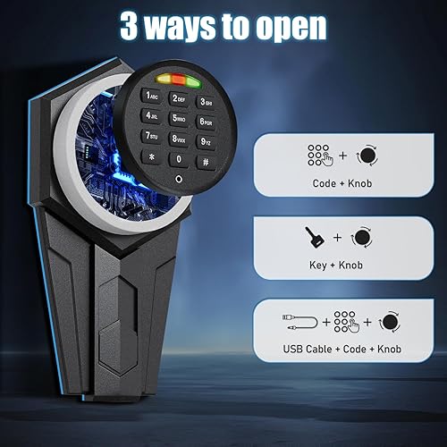 Miniatura 3 de 3-5 - Caja fuerte para armas ignífugas, de acceso rápido, cajas fuertes digitales para rifle y pistolas caseras, cajas fuertes largas para rifles y