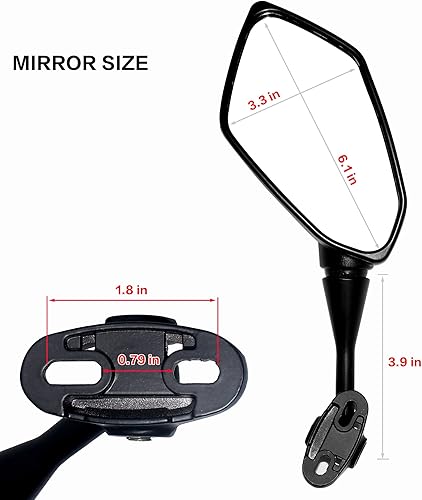 Miniatura 3 de Minho Espejos de ajuste convexos de visión trasera compatibles con CBR600 CBR250 CBR300 CBR500 CBR900 CBR1000 Ninja 250R Suzuki GSXR 750 Hyosung