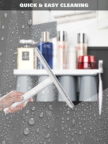 Miniatura 2 de IMHO Escobilla de ducha para puerta de cristal de ducha, escobilla de vidrio blanco para limpieza de ventanas, escobilla de baño pequeña para