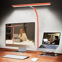 Vista 9 de Lámpara de escritorio LED para oficina y hogar, luz de escritorio que cuida los ojos con atenuación continua, cuello de cisne flexible ajustable
