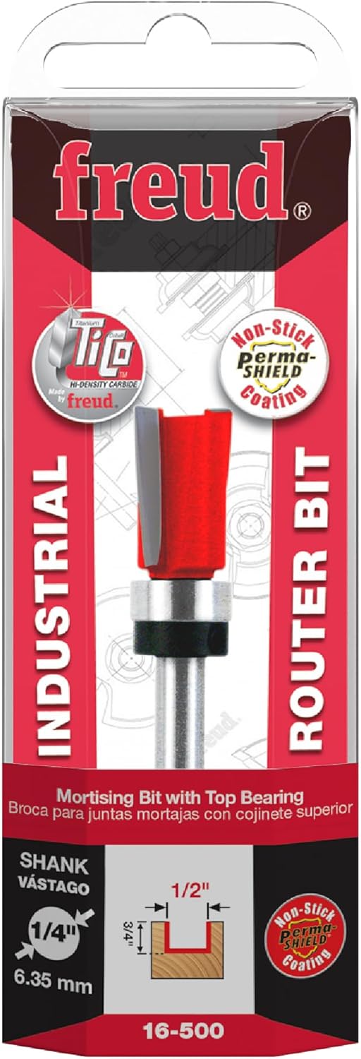 Freud 16-500: 1/2" (dia.) Mortising Bit with 1/4" shank, 3/4" carbide height