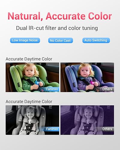 Miniatura 7 de Cámara de coche para bebé, monitor de bebé HD 1296P con pantalla táctil de 7 pulgadas, CarPlay, visión nocturna sin brillo, gran angular de 150,