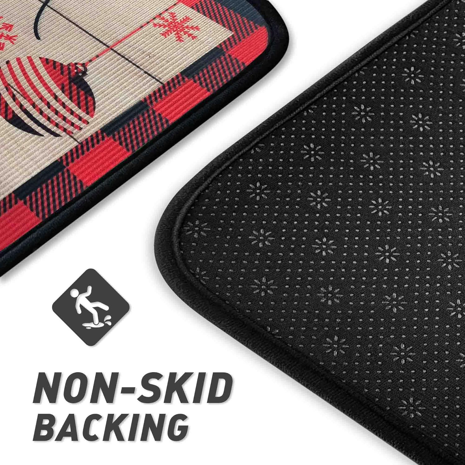 2 Pcs Christmas Kitchen Rugs and Mats for Floor Non-Slip Backing Mat Merry Christmas Kitchen Decor Anti Fatigue Kitchen Rug Sets with Runner Xmas Decor (Christmas 05, 17"x47.2"+17"x30")