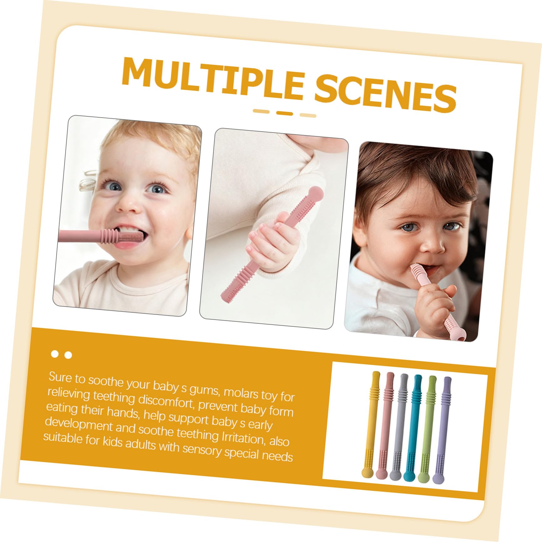 Abaodam Masticatore per Dentizione Ragazzo Ragazza 6 Pezzi in Silicone | Tubi da Dentizione, Sollievo per Gengive, Regalo per Shower e Compleanno