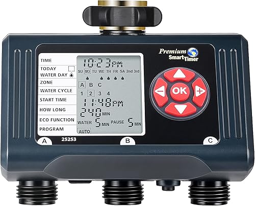 Miniatura 8 de DEWENWILS Temporizador de riego de 4 zonas, temporizador de agua para manguera de jardín con retardo de lluvia, riego manual/automático, manguera