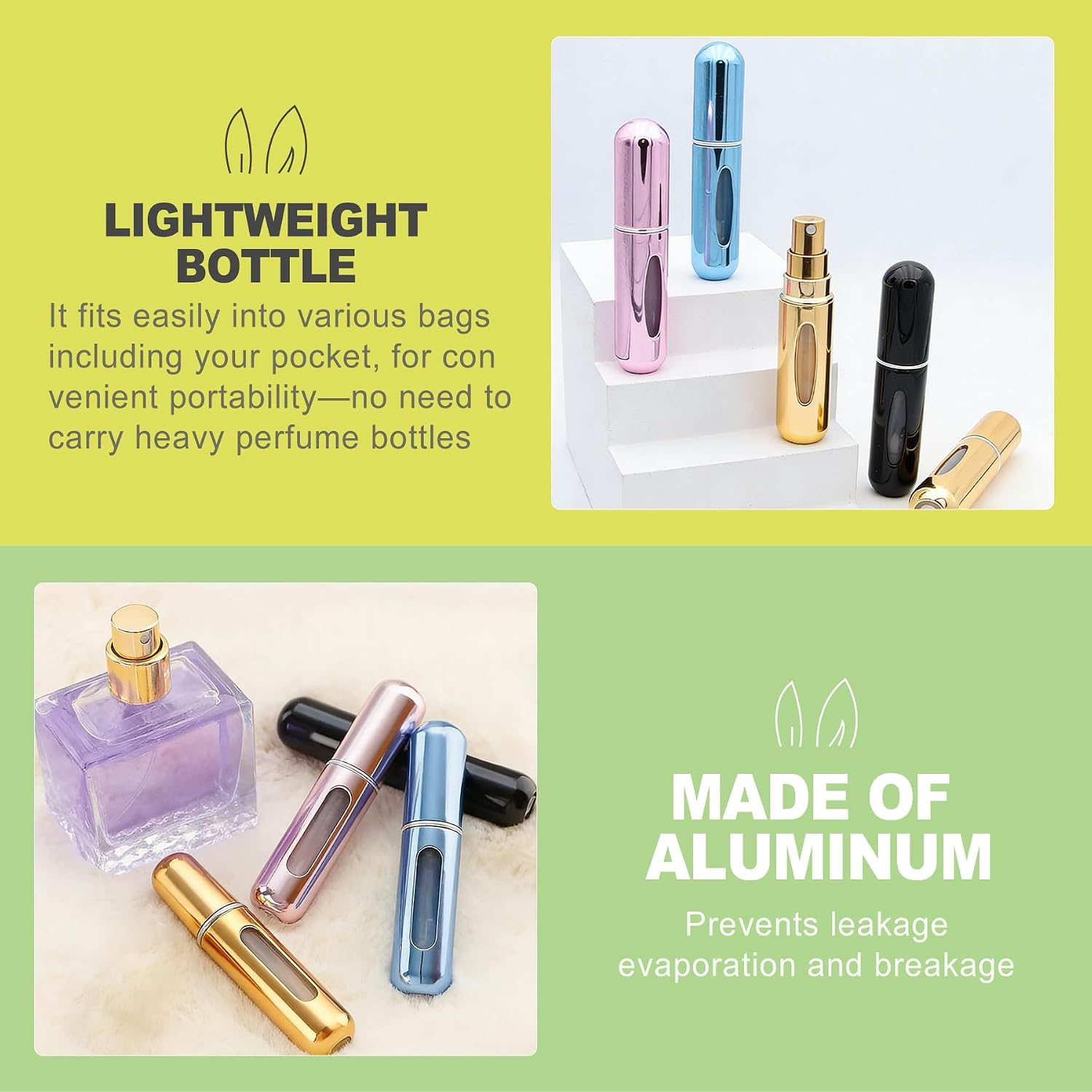 4 Pack 5ml Refillable Perfume Atomizer Bottles - Portable Bottom Pump Refill Travel Size Spray Bottle, Mini Fragrance Case Container for Purse, Pocket, Travel Essentials, 4 Colors