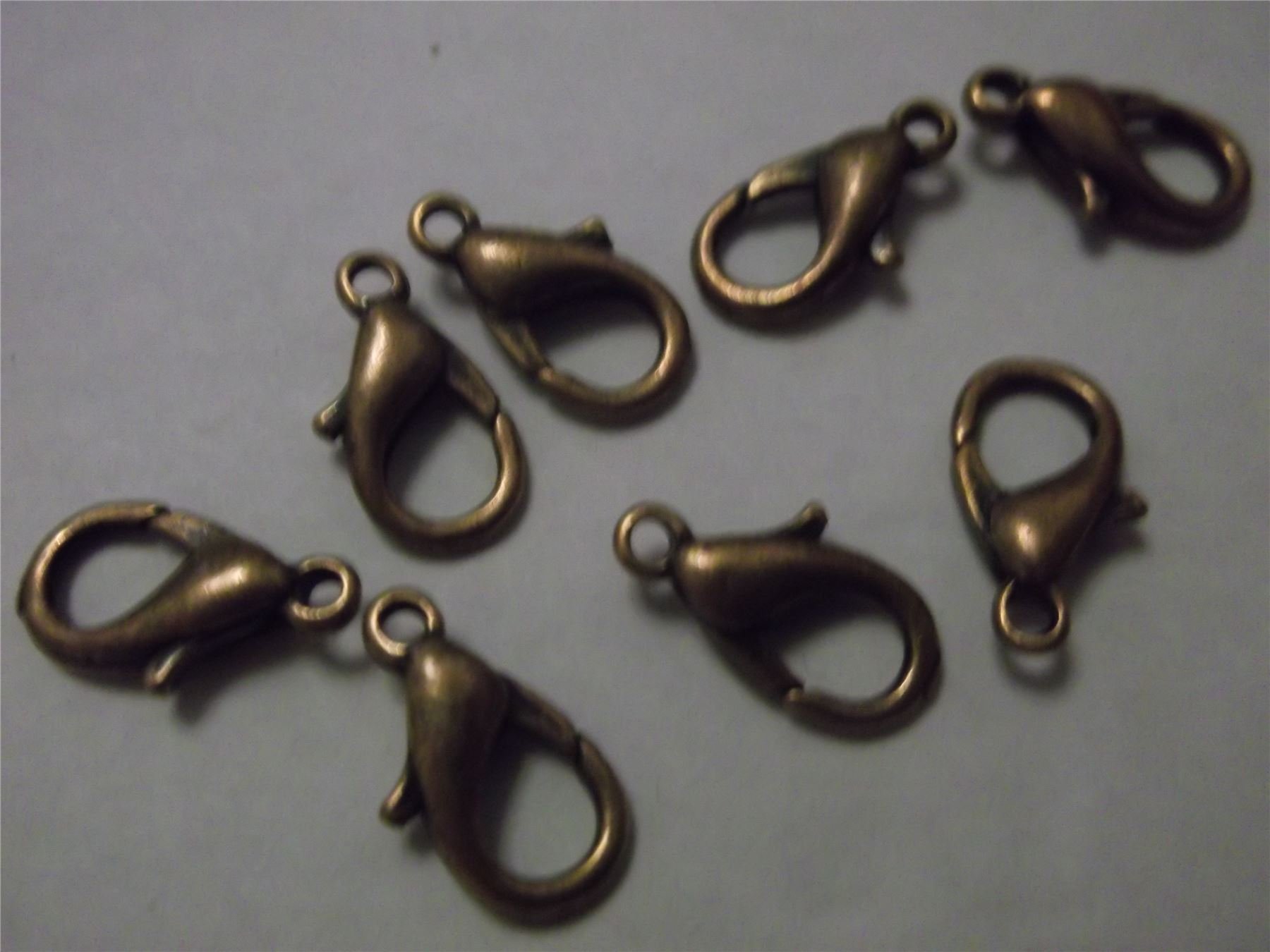 50 x Copper Tone Lobster Parrot Clasps Claws 12mm Findings Connectors for Jewellery Crafts Making, Chains.
