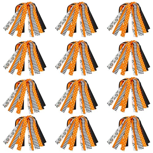 Umibow 12 Pcs Volleyball Cheer Hair Accessories Ribbon Ponytail Holders