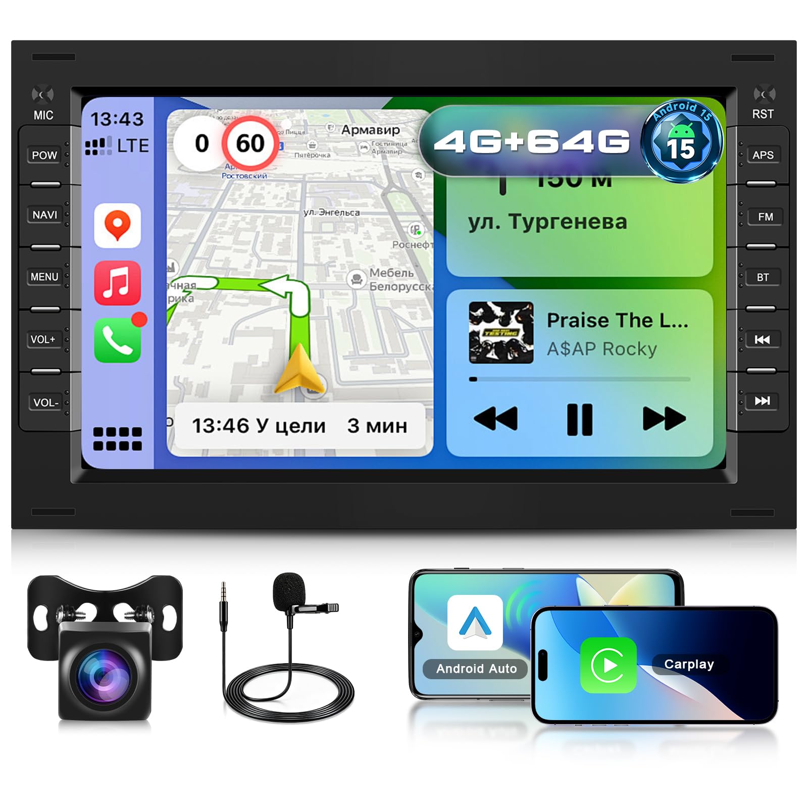 4GB RAM + 64GB ROM Carplay Autoradio per VW MK3 4 POLO PASSAT B6 BORA MK5 SHARAN JETTA GOLF con Wireless Android Auto Touchscreen da 7 Pollici GPS/WiFi/FM/RDS/SWC/Canbus/BT/EQ+AHD Camera