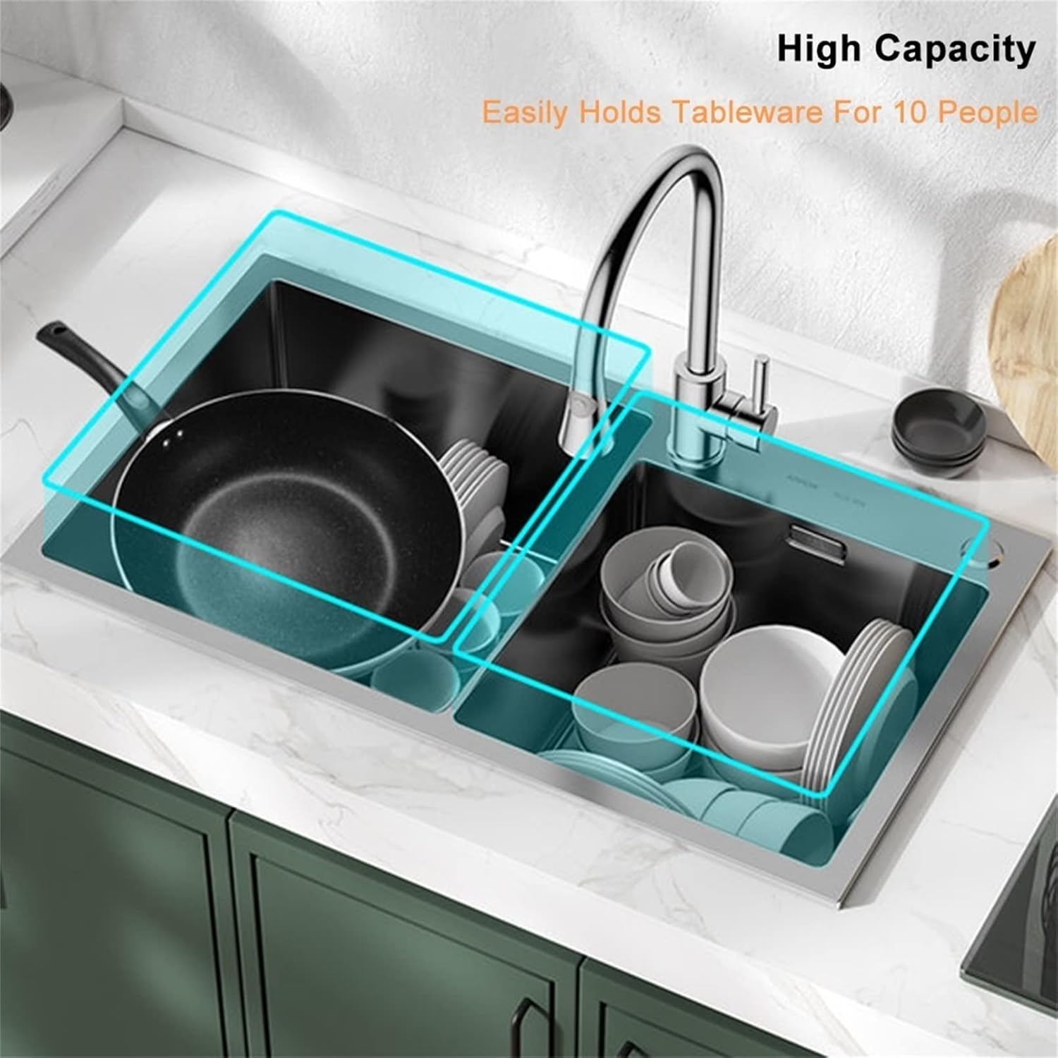Black ?Double Bowl Bar Sink Stainless Steel Sink Nano Stainless Steel Handmade Sink Drop-in Or Undermount Installation,Black-82x44cm