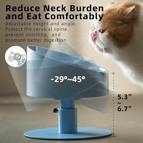 Miniatura 5 de MS!MAKE SURE Adjustable Raised Cat Bowls, Ceramic Elevated Cat Bowls, Pet Bowl with Anti - Slip Rubber Pad, Leak - Proof, Lead & Cadmium Free,