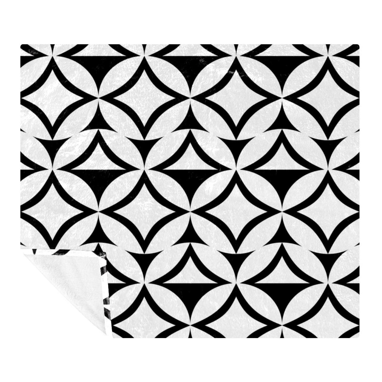 Manta de forro polar, súper suave, lujosa, con patrón geométrico blanco y negro