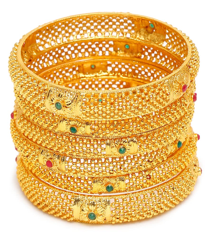 Plated Set of 6 Traditional Bangles (13848b_2.8)