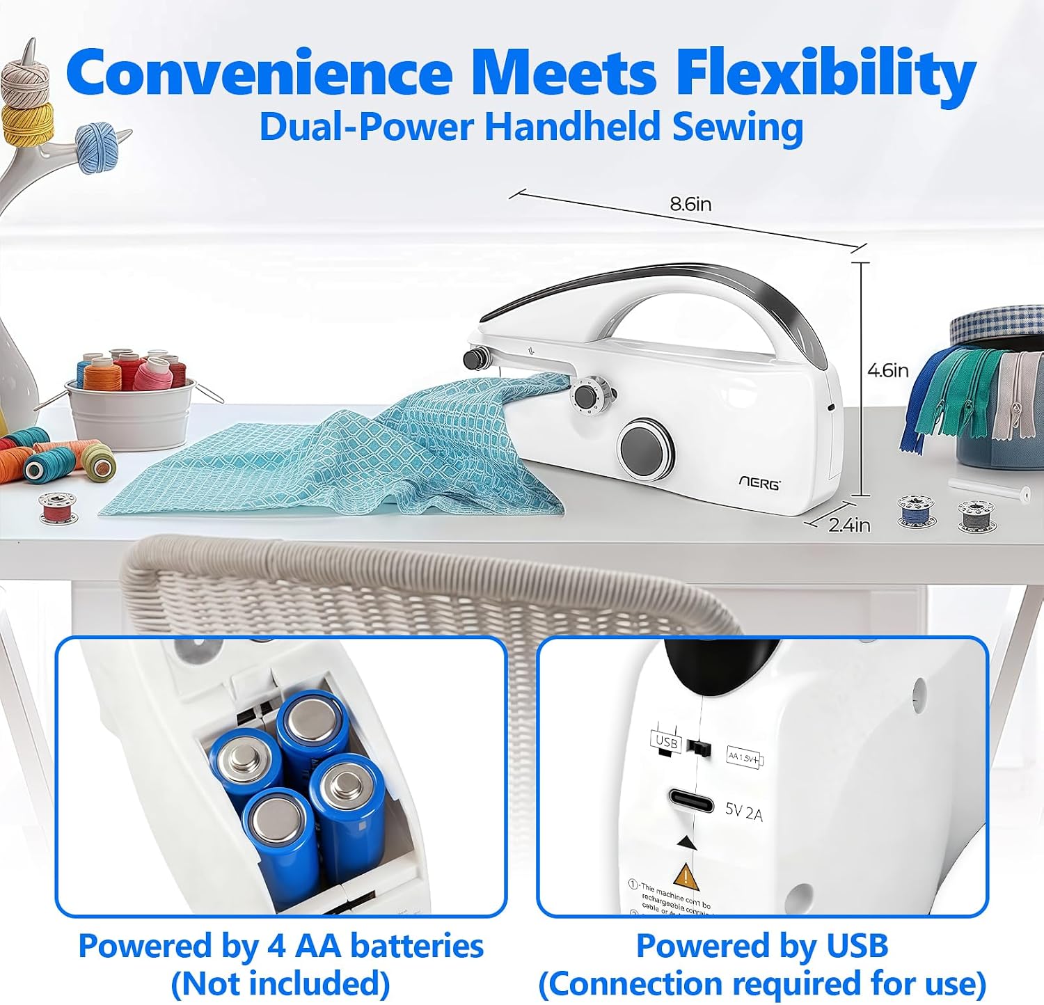 Handheld Sewing Machine, Dual Speed Hand Held Sewing Machine, Portable Mini Hand Sewing Machine Beginners, Adults, DIY, Home, Travel, Quick Clothing Repairs