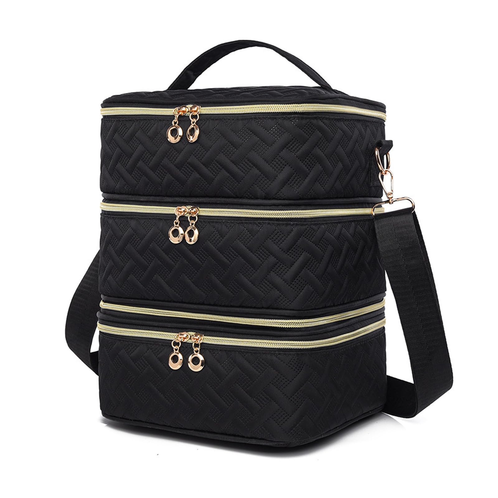 Buxuaaaa Braided Pattern Fabric Polish Case Design With Multiple Compartments Leak Proof For + Bottles Storage Portable Cosmetic Storage
