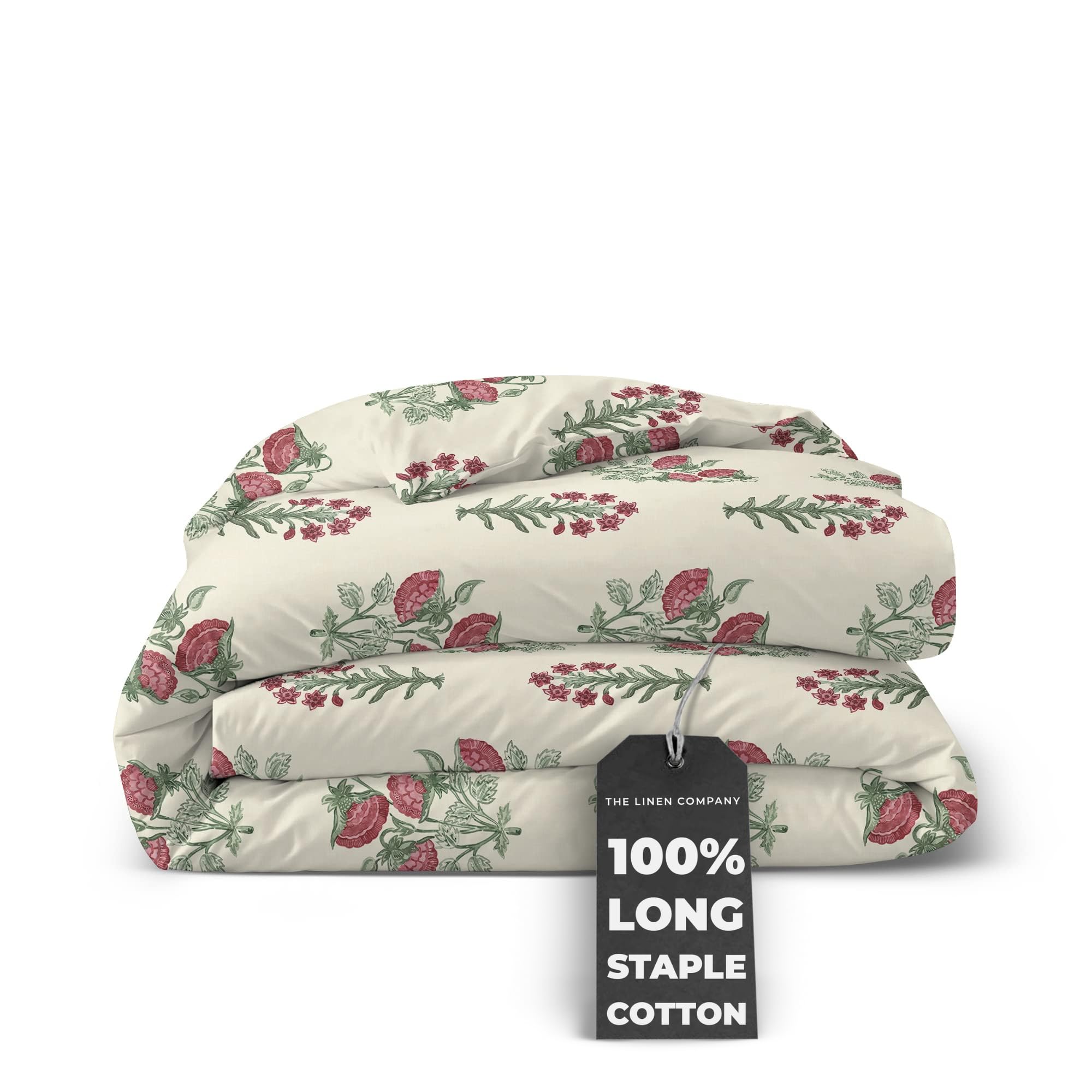 The Linen Company Duvet Cover King Size - 200 Thread Count - 100% Long Staple Cotton, Luxurious Sateen Duvet King Size - Silky-Soft Printed Duvet Cover 220x240 cm with Button Closure and Corner Ties