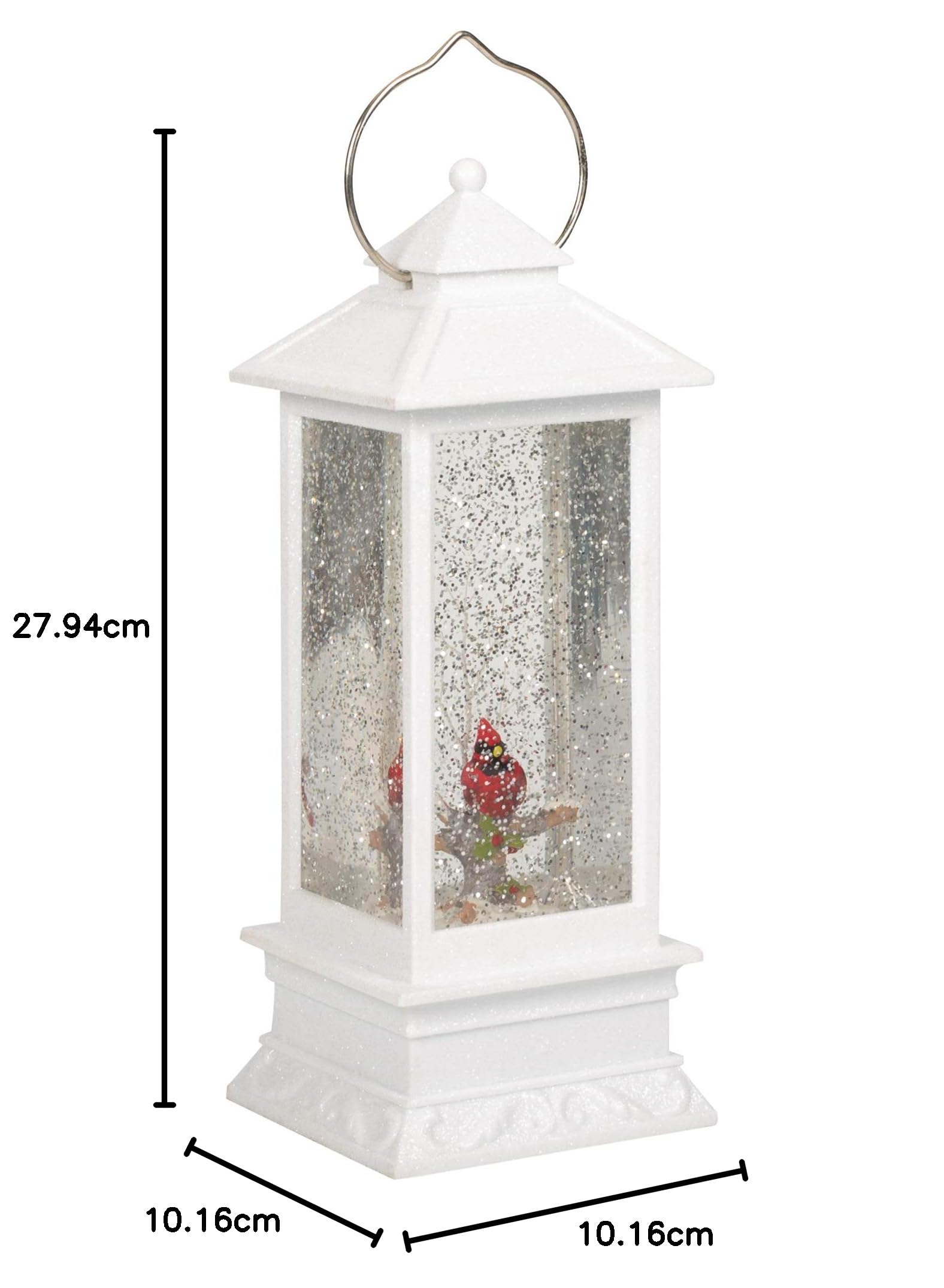 Roman Boule à Neige décorative en Acrylique avec Lanterne LED Rouge Rouge 28 cm
