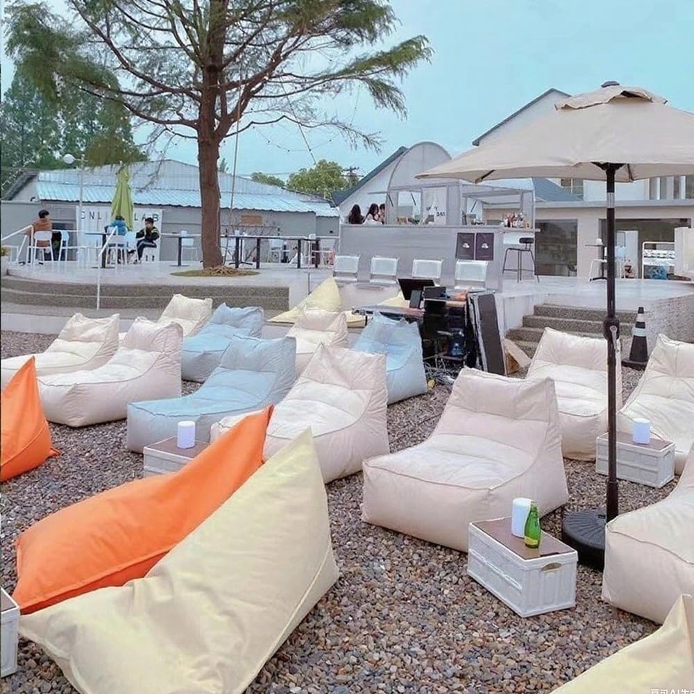 SXBCyan Housse De Pouf Imperméable sans Remplissage, Flottant for Piscine, Extérieur, Oxford, Chaise Longue Flottante, Canapé-lit(80cm-Light Sand)