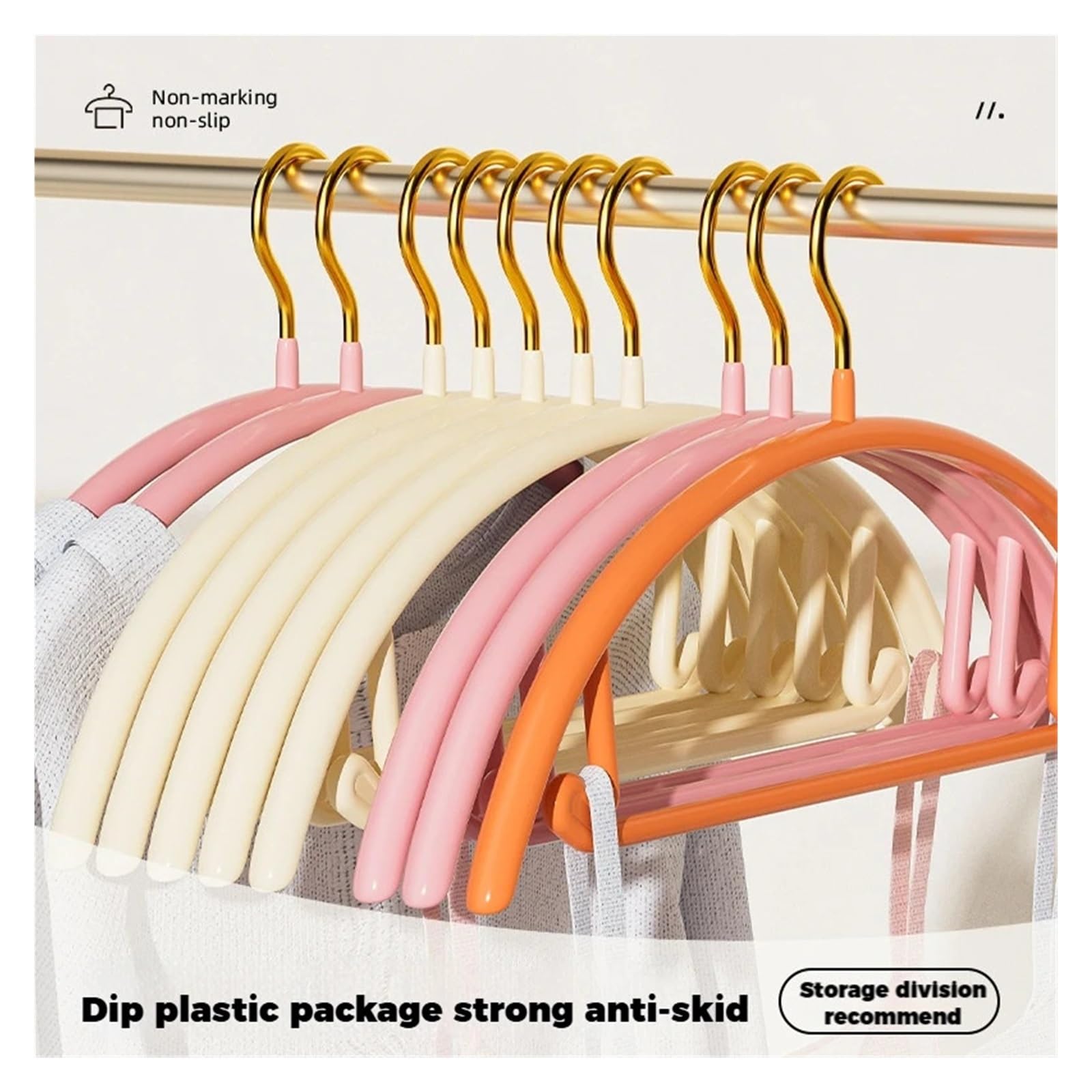Lot de 10 cintres antidérapants solides et durables avec design non marquant pour une meilleure prise en main et organisation – Idéal pour le rangement de garde-robe