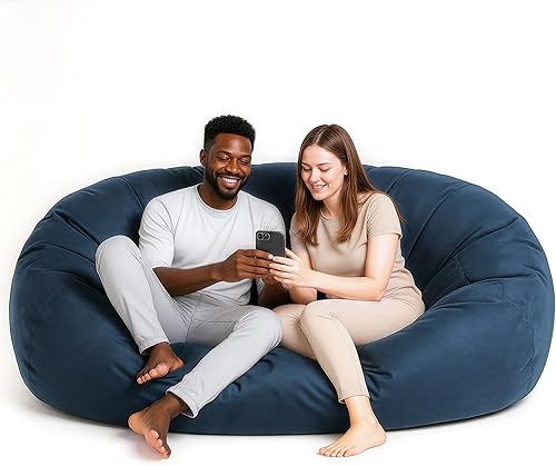 Miniatura 30 de Lumaland - Lujoso puf gigante de 1,8 m con funda de microgamuza, ultra suave, relleno de espuma, lavable, XL, para niños, adolescentes, adultos,